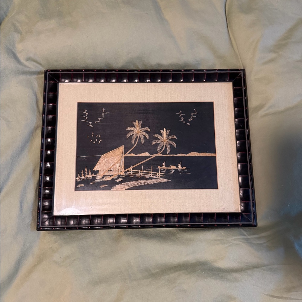 Framed Tropical straw wall art